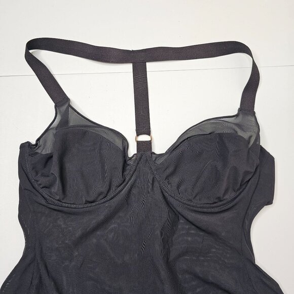 Noe Undergarments Size Small Black Silk Mesh Underwire Bodysuit - Picture 3 of 9